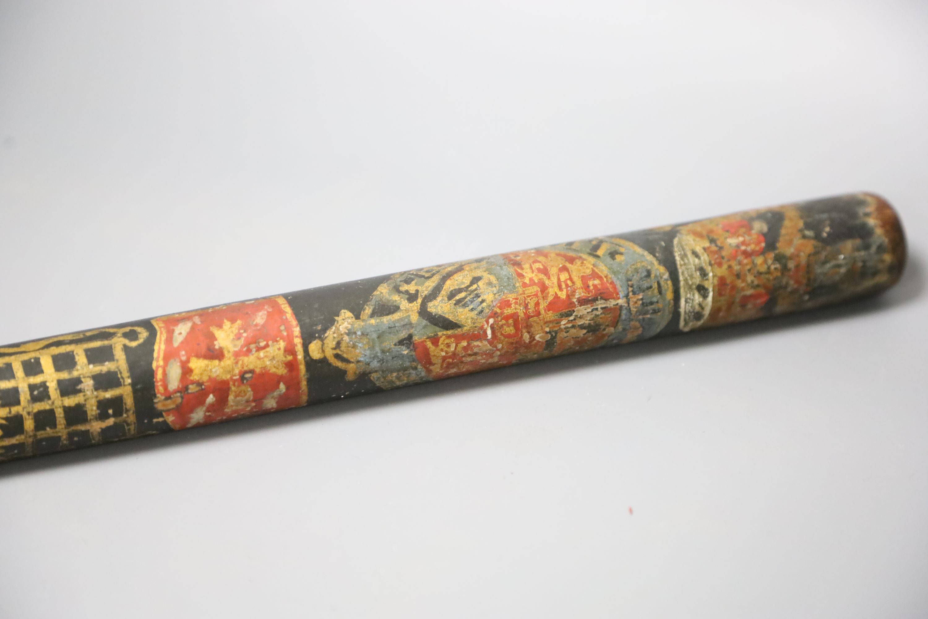 A hand-painted George IV truncheon, length 48cm
